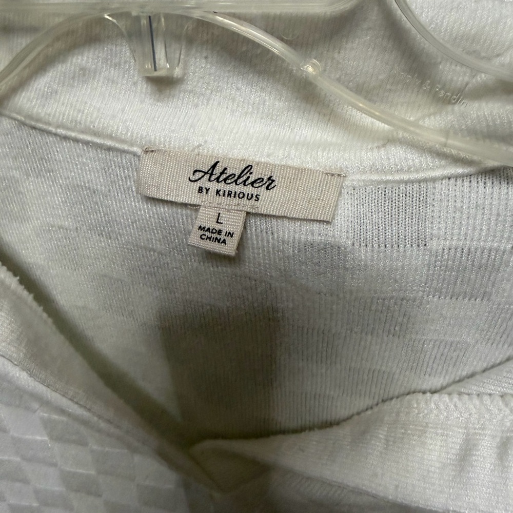 Atelier Sona Ivory Knit Collared Long-Sleeve Top - Picture 2 of 4